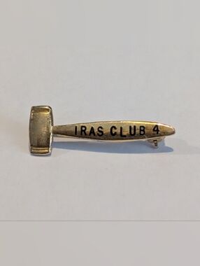 Vintage 10k Gold Gavel Lapel Pin - IRAS Club 4 - Stamped 2.25 Cm - 0.9 Grams!